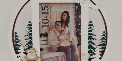 Marco de Madera Redondo Blanco con Decoración Navideña - Sublimatumundo24