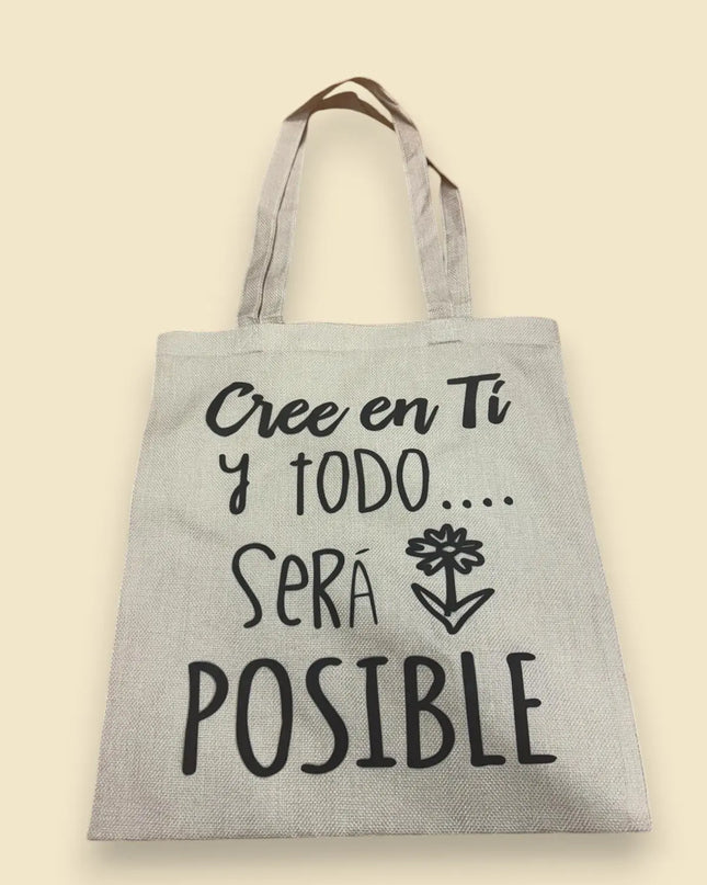Bolsas tote asas largas algodón natural Sublimatumundo24 Bolsas tote asas largas algodón natural