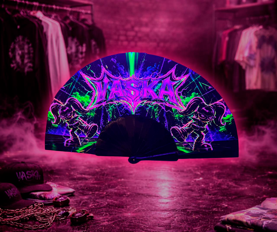 ABANICO VASKA NEON RAVE EDITION Sublimatumundo24 ABANICO VASKA NEON RAVE EDITION