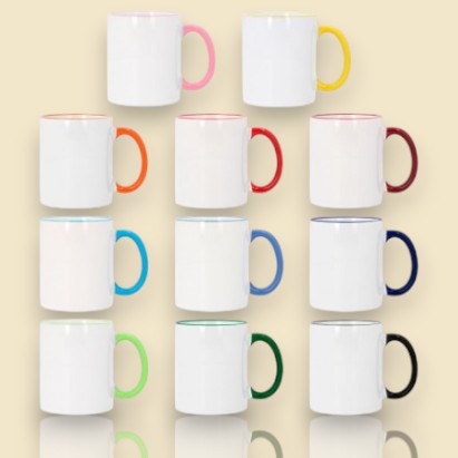 Taza personalizada con borde y asa de color